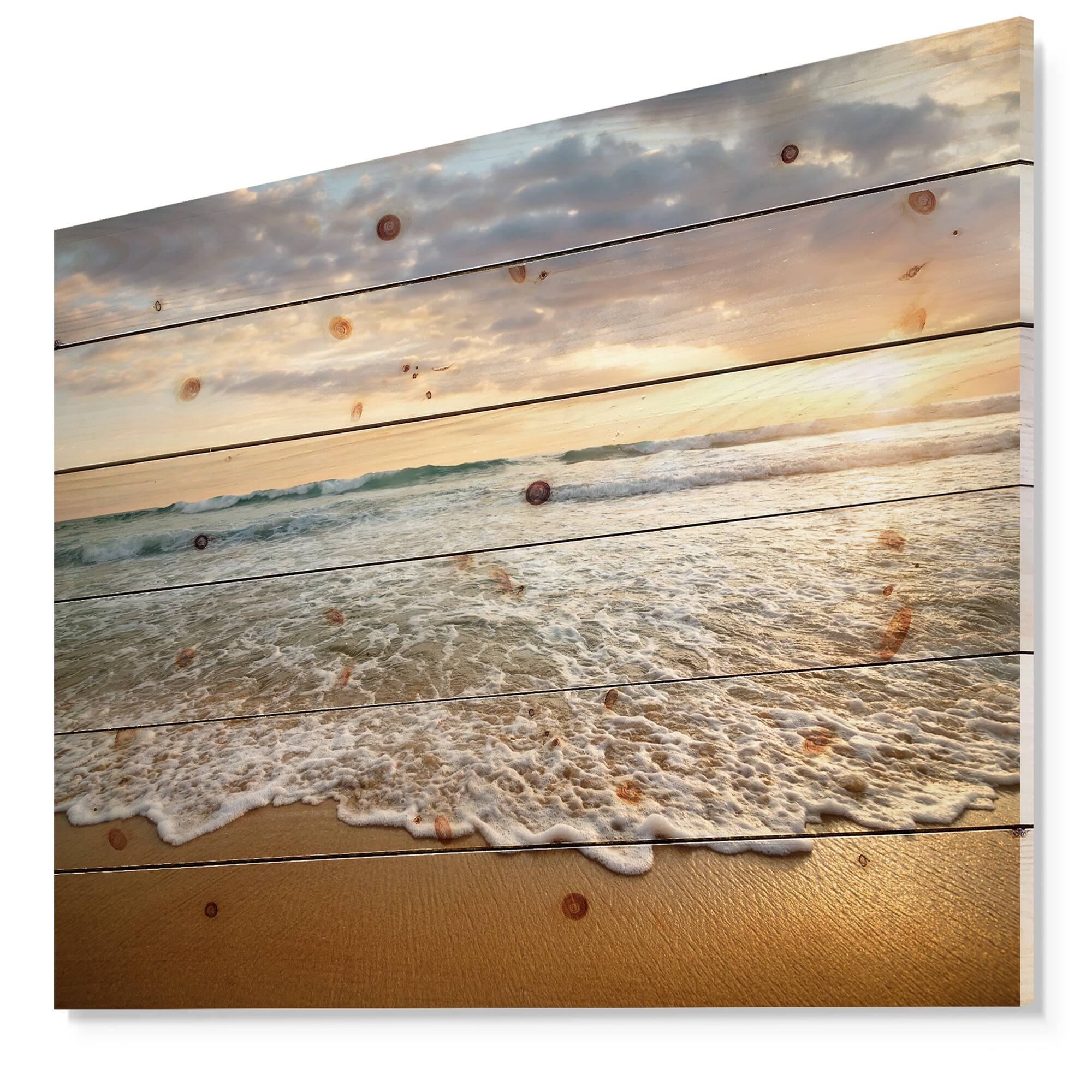 Designart - Bright Cloudy Sunset in Calm Ocean